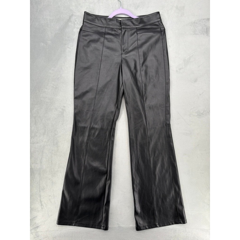 We The Free Vegan Leather Pants Womens 8 Black Flare High Rise Trousers Boho